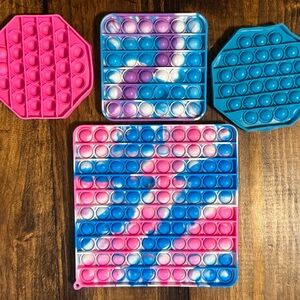 Colorful Pop It Fidget Toy Set - Pink, Blue, White